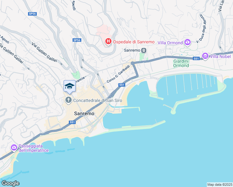 map of restaurants, bars, coffee shops, grocery stores, and more near 10 Corso Raimondo Orazio in Sanremo