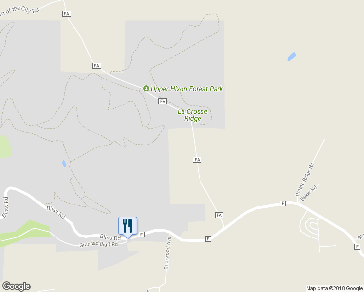 map of restaurants, bars, coffee shops, grocery stores, and more near N2685 County Road Fa in La Crosse