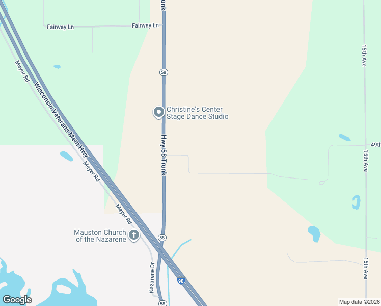 map of restaurants, bars, coffee shops, grocery stores, and more near N4888 Wisconsin 58 in Mauston