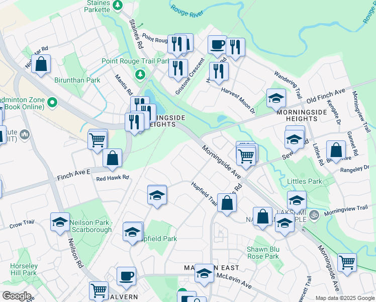 map of restaurants, bars, coffee shops, grocery stores, and more near in Toronto