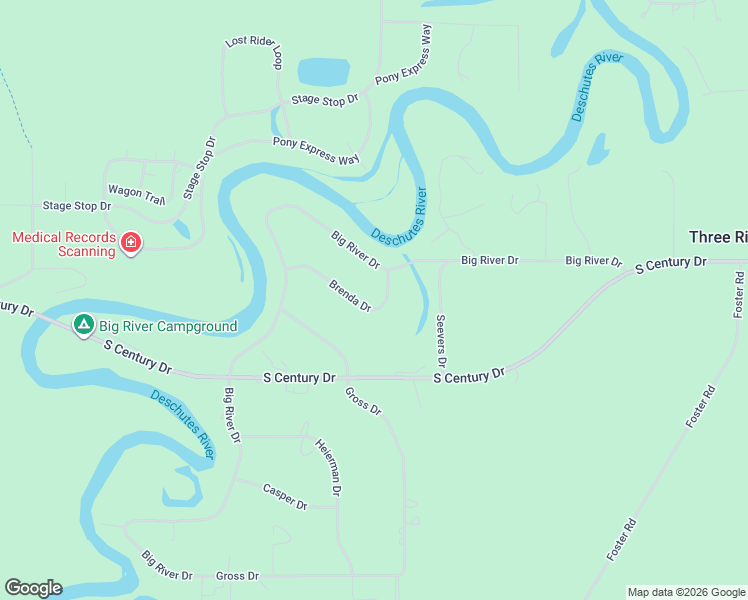 map of restaurants, bars, coffee shops, grocery stores, and more near 16830 Brenda Drive in Bend