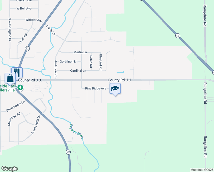 map of restaurants, bars, coffee shops, grocery stores, and more near 1507 Forest Grove Street in Howards Grove