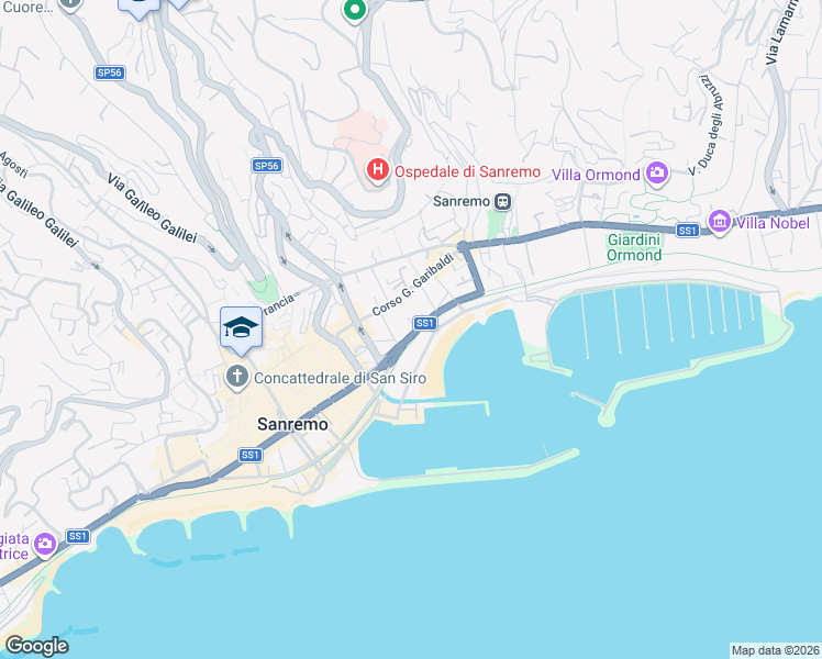 map of restaurants, bars, coffee shops, grocery stores, and more near 10 Corso Raimondo Orazio in Sanremo
