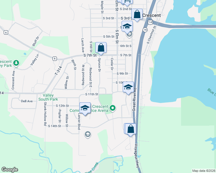 map of restaurants, bars, coffee shops, grocery stores, and more near 920 Cedar Drive in La Crescent