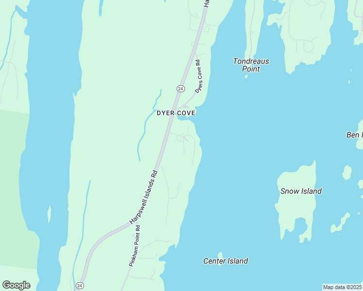 map of restaurants, bars, coffee shops, grocery stores, and more near 30 South Dyers Cove Road in Harpswell