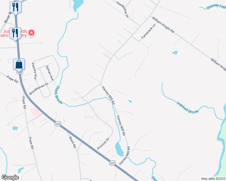 map of restaurants, bars, coffee shops, grocery stores, and more near 33 Serenity Lane in Windham