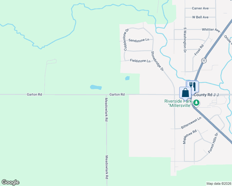 map of restaurants, bars, coffee shops, grocery stores, and more near Garton Road in Sheboygan Falls