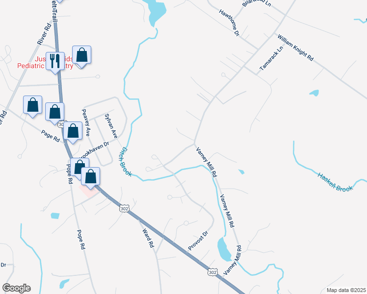 map of restaurants, bars, coffee shops, grocery stores, and more near 11 Cornerbrook Circle in Windham