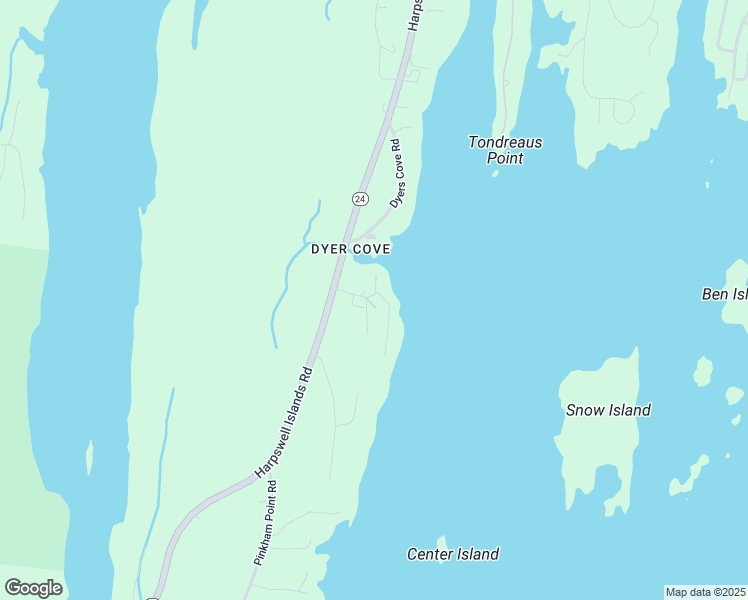 map of restaurants, bars, coffee shops, grocery stores, and more near 30 South Dyers Cove Road in Harpswell