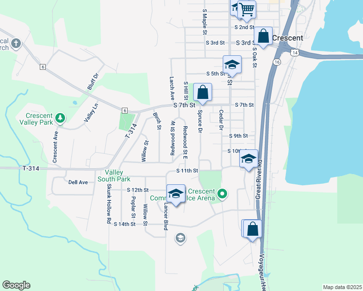 map of restaurants, bars, coffee shops, grocery stores, and more near 914 Redwood Street East in La Crescent