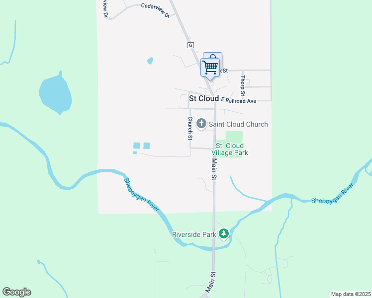 map of restaurants, bars, coffee shops, grocery stores, and more near 830 Church Street in Saint Cloud