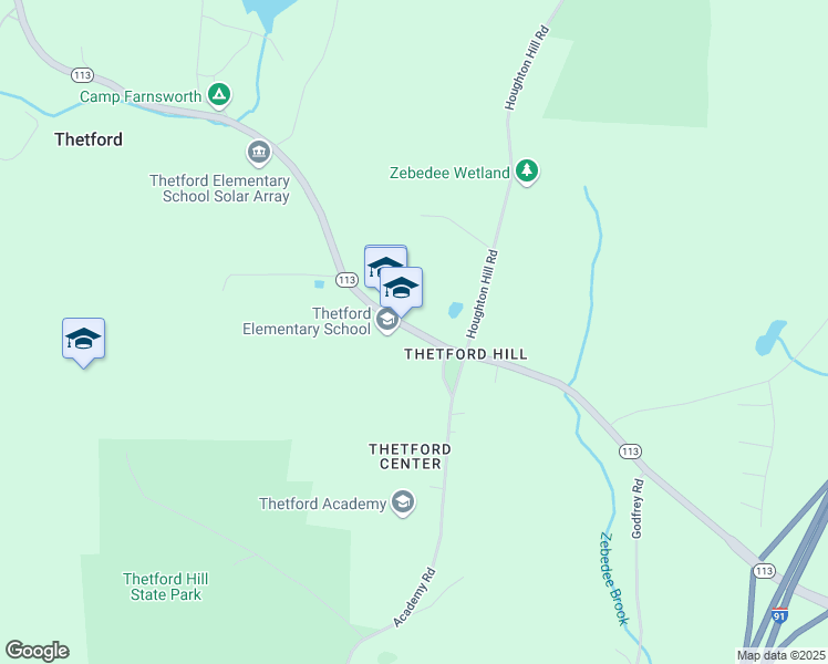 map of restaurants, bars, coffee shops, grocery stores, and more near 2689 Vermont 113 in Thetford