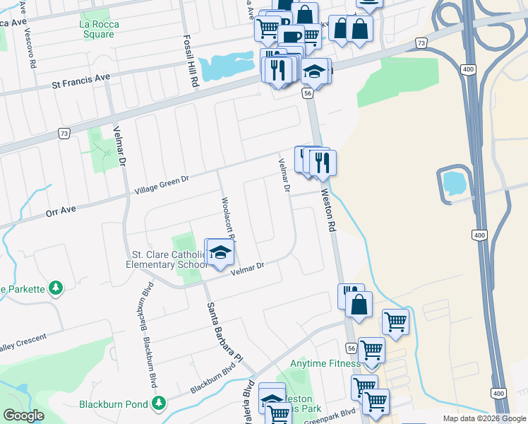 map of restaurants, bars, coffee shops, grocery stores, and more near 70 Brownlee Avenue in Vaughan