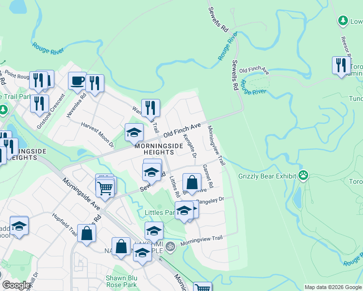 map of restaurants, bars, coffee shops, grocery stores, and more near 54 McInnes Crescent in Toronto