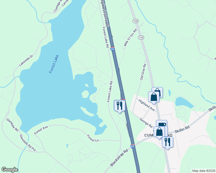 map of restaurants, bars, coffee shops, grocery stores, and more near 18 Island Avenue in Cumberland