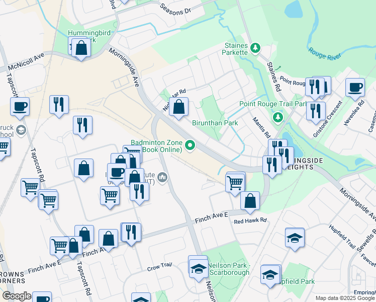 map of restaurants, bars, coffee shops, grocery stores, and more near in Toronto