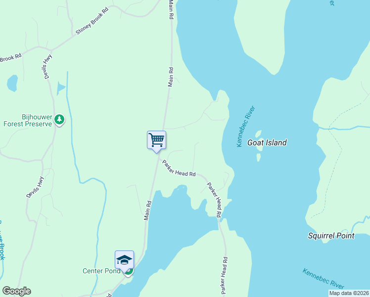 map of restaurants, bars, coffee shops, grocery stores, and more near 11 Higgins Lane in Phippsburg