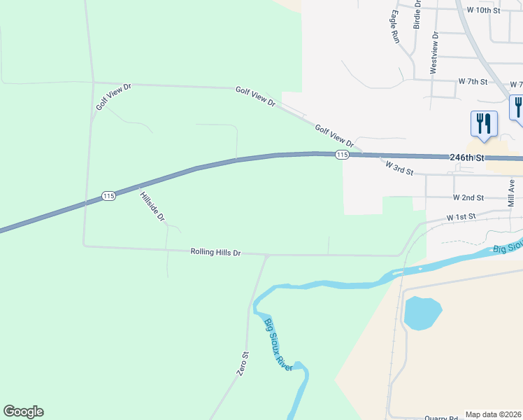 map of restaurants, bars, coffee shops, grocery stores, and more near 47352 Freedom Street in Dell Rapids