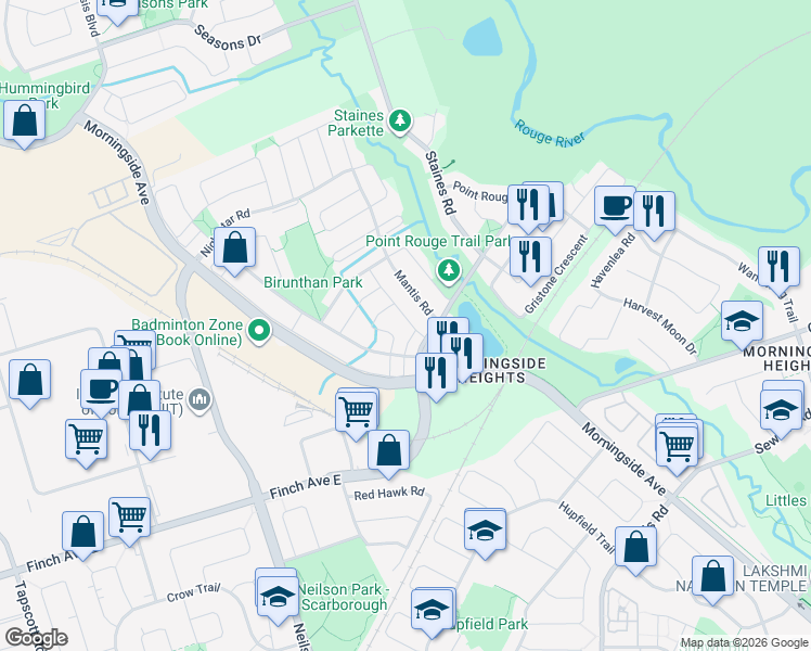 map of restaurants, bars, coffee shops, grocery stores, and more near 12 Jacques Road in Toronto