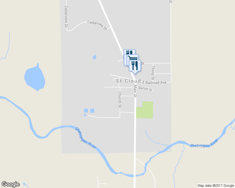map of restaurants, bars, coffee shops, grocery stores, and more near 916 Church Street in Saint Cloud
