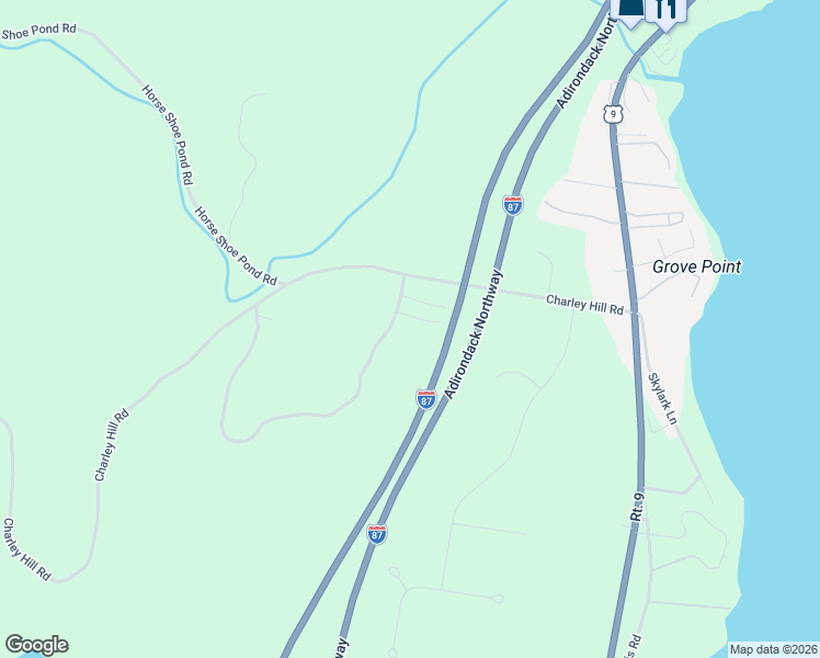 map of restaurants, bars, coffee shops, grocery stores, and more near 16 First Trail in Schroon Lake