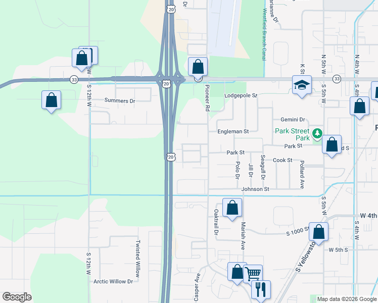 map of restaurants, bars, coffee shops, grocery stores, and more near 888 Capital Avenue in Rexburg