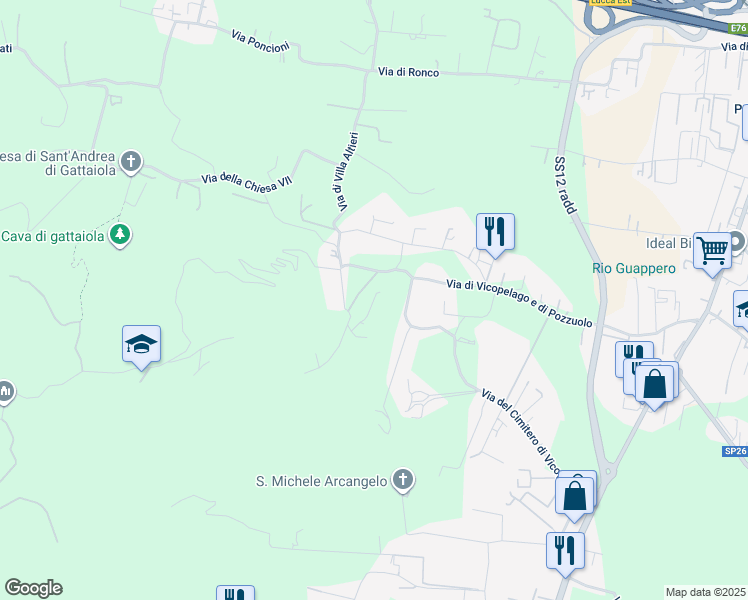 map of restaurants, bars, coffee shops, grocery stores, and more near 989 Via del Cimitero ⅩⅩⅠⅠⅠ in Lucca
