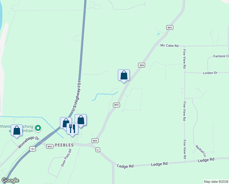 map of restaurants, bars, coffee shops, grocery stores, and more near N7718 County Road WH in Fond du Lac