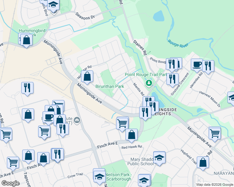map of restaurants, bars, coffee shops, grocery stores, and more near 11 Bobolink Avenue in Toronto
