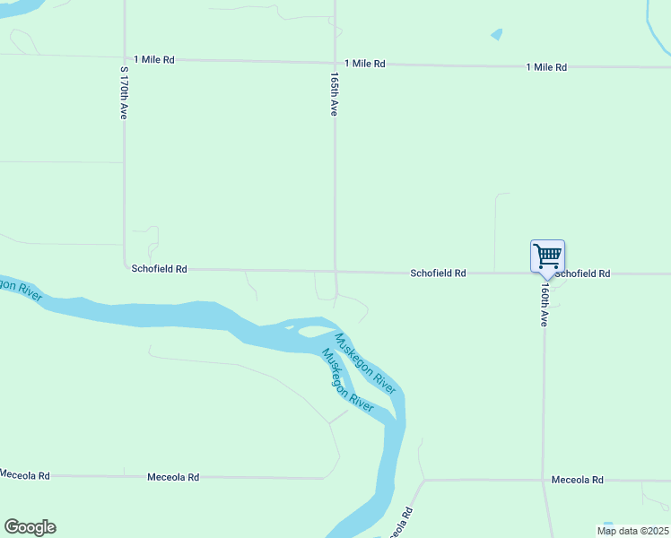 map of restaurants, bars, coffee shops, grocery stores, and more near 522 165th Avenue in Hersey