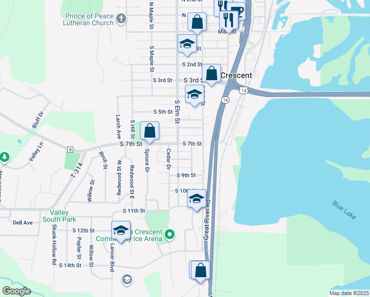 map of restaurants, bars, coffee shops, grocery stores, and more near 429 South 7th Street in La Crescent