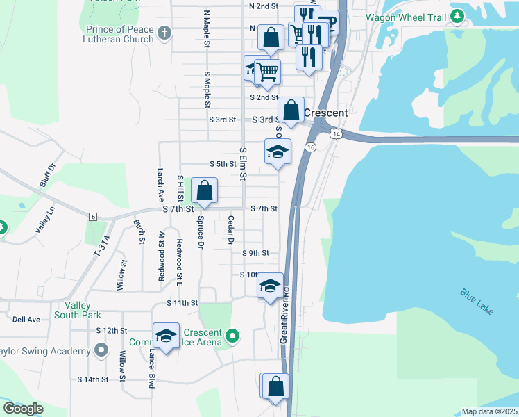 map of restaurants, bars, coffee shops, grocery stores, and more near 429 South 7th Street in La Crescent