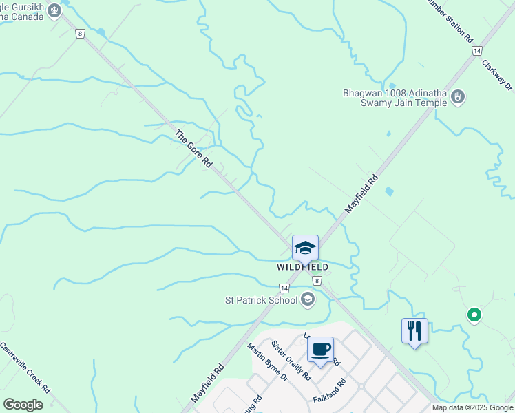 map of restaurants, bars, coffee shops, grocery stores, and more near 12119 The Gore Road in Bolton