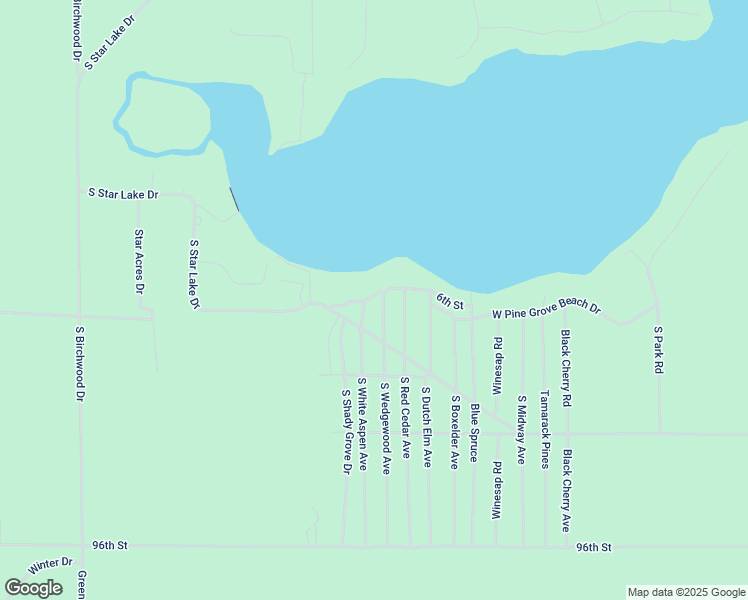 map of restaurants, bars, coffee shops, grocery stores, and more near 8329 West Pine Grove Beach Drive in Baldwin
