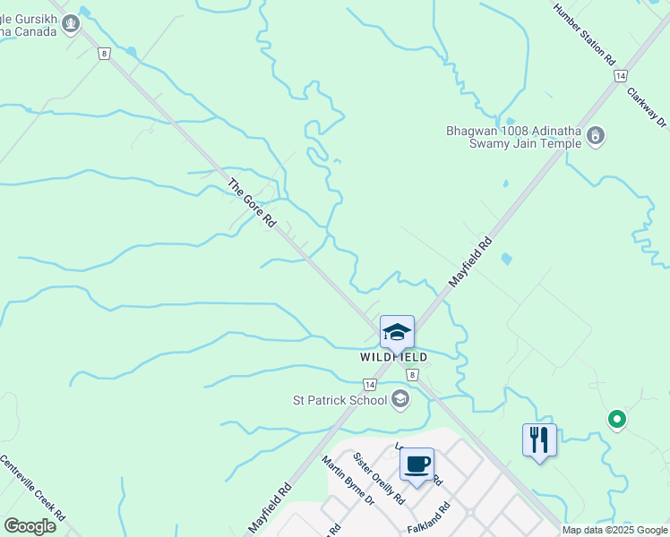 map of restaurants, bars, coffee shops, grocery stores, and more near 12119 The Gore Road in Bolton