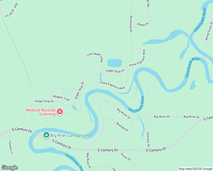 map of restaurants, bars, coffee shops, grocery stores, and more near 16775 Pony Express Way in Bend