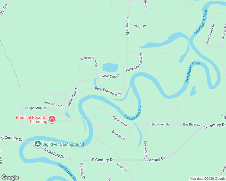 map of restaurants, bars, coffee shops, grocery stores, and more near 16803 Pony Express Way in Bend