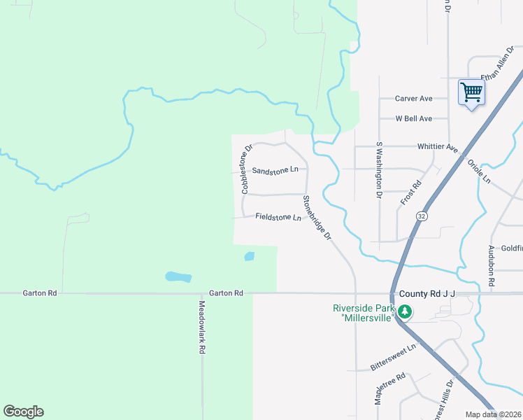 map of restaurants, bars, coffee shops, grocery stores, and more near 1611 Fieldstone Lane in Howards Grove