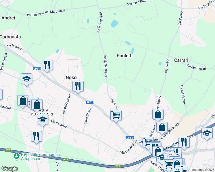 map of restaurants, bars, coffee shops, grocery stores, and more near 16 Località Collodi in Altopascio