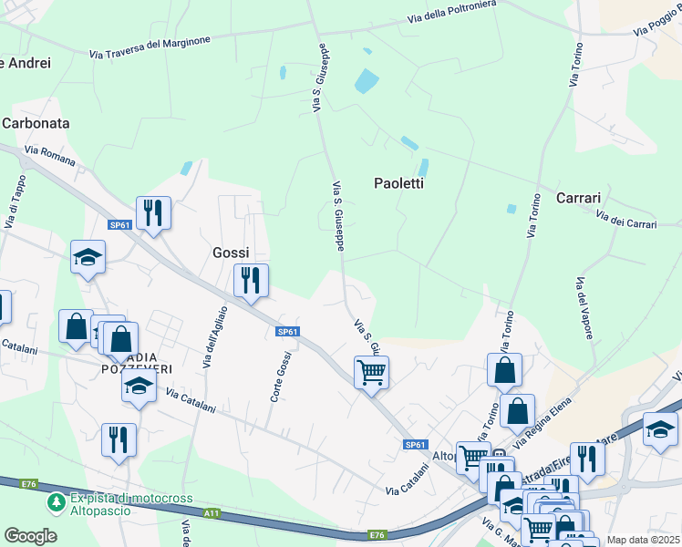 map of restaurants, bars, coffee shops, grocery stores, and more near 16 Località Collodi in Altopascio