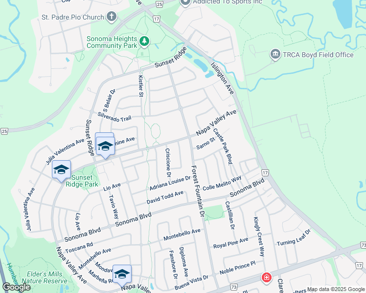 map of restaurants, bars, coffee shops, grocery stores, and more near in Vaughan