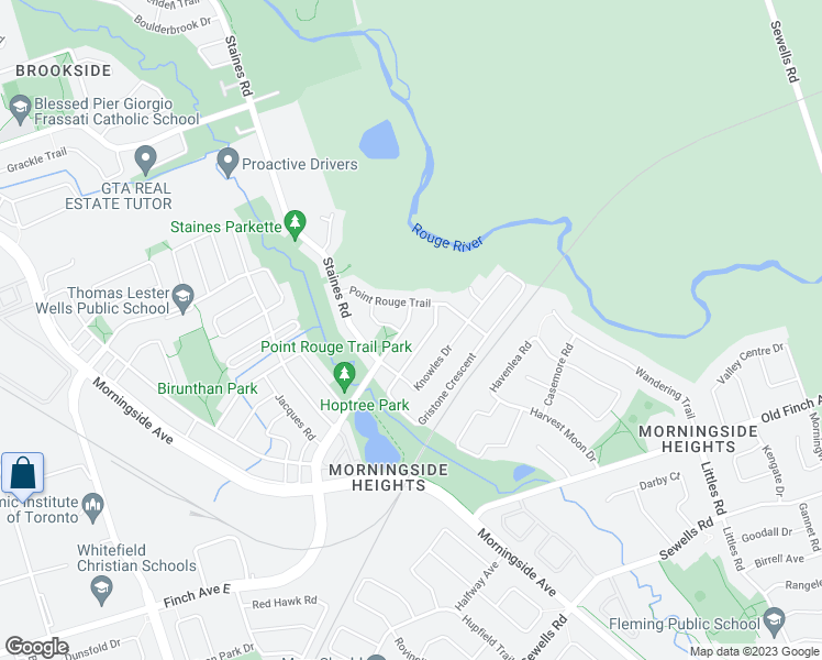 map of restaurants, bars, coffee shops, grocery stores, and more near 23 Siskin Terrace in Toronto