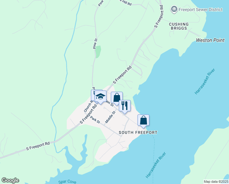 map of restaurants, bars, coffee shops, grocery stores, and more near 9 Kelleran Road in Freeport