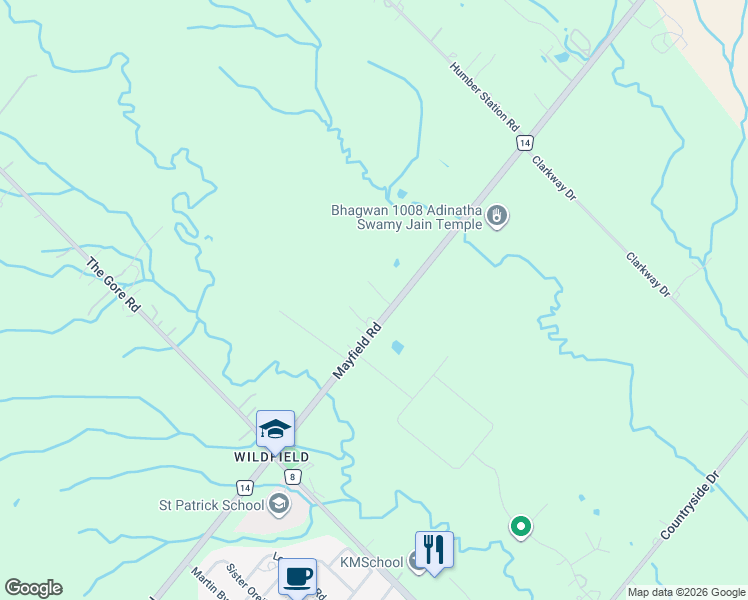 map of restaurants, bars, coffee shops, grocery stores, and more near 7728 Mayfield Road in Caledon