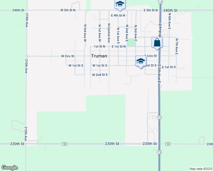 map of restaurants, bars, coffee shops, grocery stores, and more near 329 South Central Avenue in Truman