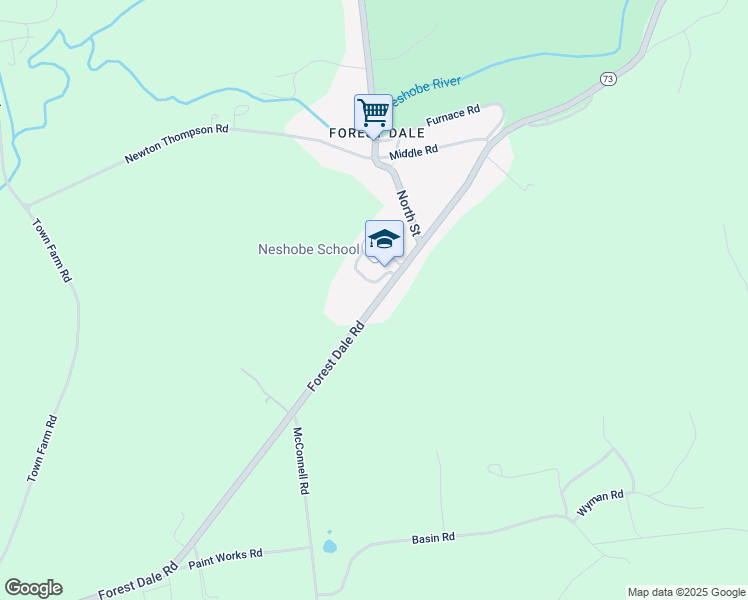 map of restaurants, bars, coffee shops, grocery stores, and more near 2104 Forest Dale Road in Brandon