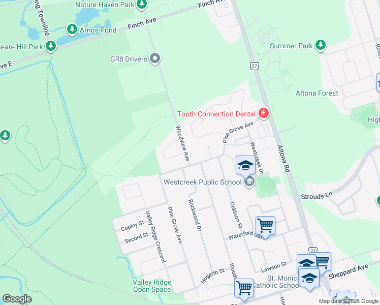 map of restaurants, bars, coffee shops, grocery stores, and more near 1914 Pine Grove Avenue in Pickering