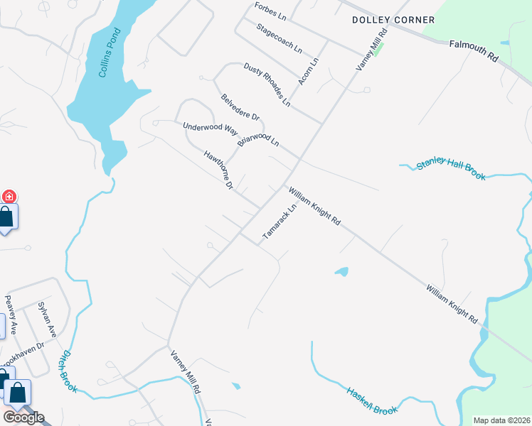 map of restaurants, bars, coffee shops, grocery stores, and more near 10 Tamarack Lane in Windham