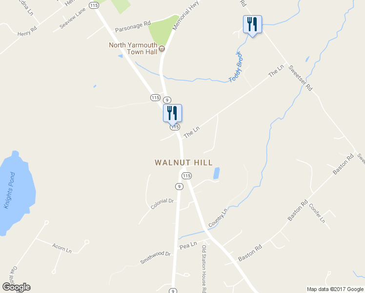 map of restaurants, bars, coffee shops, grocery stores, and more near 403 Walnut Hill Road in North Yarmouth