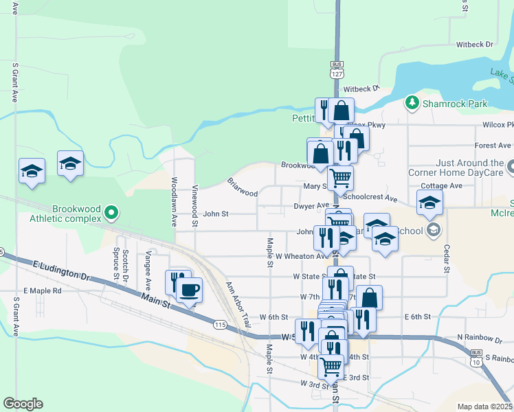 map of restaurants, bars, coffee shops, grocery stores, and more near 2341 Dwyer Avenue in Clare